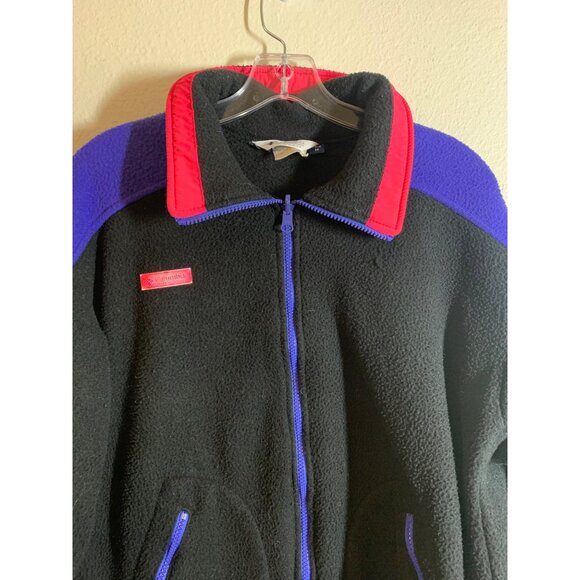Vintage 80's Columbia Zip Up Fleece Jacket Mens Size Medium Black LS10 - Picture 2 of 8
